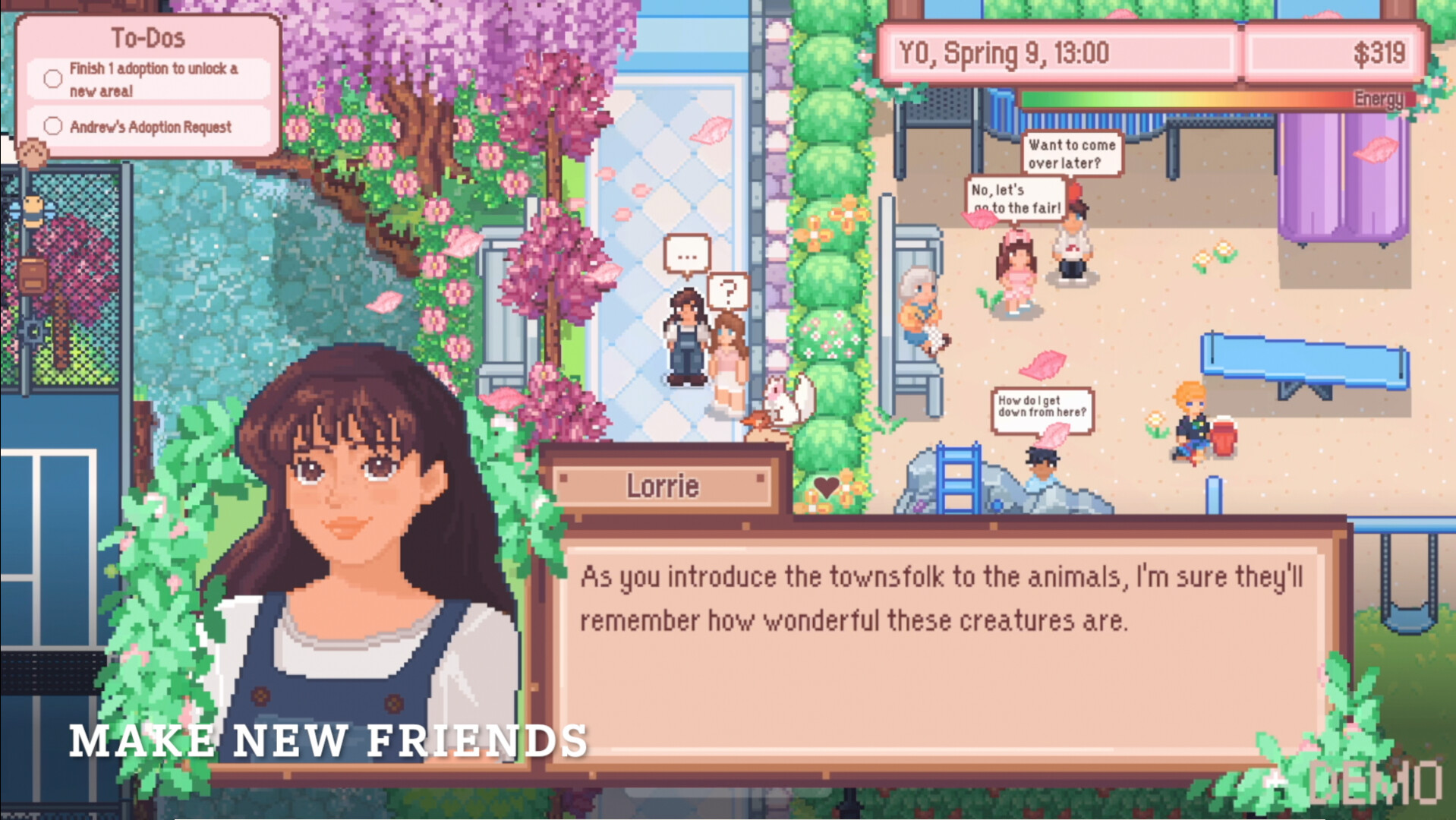 Lorrie chatting about introducing townsfolk to the animals